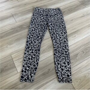 Diane Von Furstenberg DVF Black White Geometric Print Leggings Pants Size M